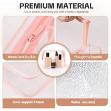 Clear Makeup Bag2 Pack TSA Approved Toiletry Bag Travel Toiletry Bag Hanging Makeup Cosmetic Bag For Women Men Pink - 粉色 - 查看 3