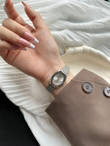1pc Gold Bamboo Strap, Fashion Women's Quartz Watch, Gold Color, Suitable For Daily Wear, Retro Style, Couple Watch, Best Gift Choice - Silver - View 7