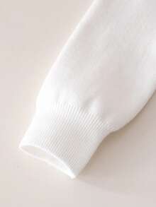 2pcs Set: 1pc Girls Cute Floral Beaded Sweater Pullover & 1pc Butterfly Beaded Knit Sweater With Pants Set, Suitable For Casual Daily Wear In Spring, Autumn, Winter