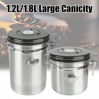 Stainless Steel Airtight Lid Preserves Freshness Storage For Coffee Beans Canister Coffee Container With Co2 Valve Coffeeware