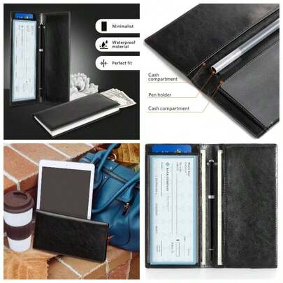 Premium Leather Checkbook Cover - RFID Blocking, Classic Design, Slim Durable - Personal Business Checks