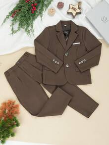 1 Bộ vest nam thời trang lịch lãm: 1 áo khoác, 1 quần, 1 cà vạt, thích hợp cho đám cưới, biểu diễn, tiệc tùng và các dịp trang trọng khác - màu nâu - Xem 10