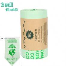50pcs/Roll 6L/8L/10L Trash Bags, Flat-Mouth Garbage Bags, PLA Corn Starch Thickened Tear-Off Trash Bags - Compostable Trash Bags For Kitchen, Bathroom, Bedroom, Etc. - Green Trash Bags For Cleaning, Household Essentials, Garbage Bags - Multicolor - View 18