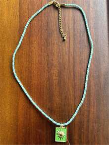 Collar con colgante de tarjeta de tarot geométrica colorida y minimalista con cordón trenzado para mujeres - collar de cartas del tarot - Ver 8