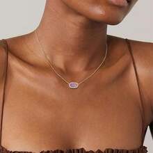 Freinit Gold Necklace For Women, 14K Dainty Pendant Choker, Adjustable Chain, Minimalist Gift For Birthday Valentine's Day Graduation Niece GF{Inchcolor_nameinch:InchAmethystinch} - Amethyst - 查看 5