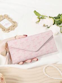 Ví dài hình nơ, Ví dài gấp gọn cổ điển thời trang nữ công sở hiện đại mỏng nhẹ đa năng dung tích lớn đựng được nhiều thẻ tín dụng có khóa kéo đựng tiền mặt thẻ căn cước công sở thường ngày hoàn hảo cho trường học công sở đi làm ngày nhà giáo trở lại trường ngày lễ văn phòng kỷ niệm ngày cưới làm quà tặng sinh nhật cho phụ nữ nữ nhân viên văn phòng sinh viên đại học, túi đựng đồ dùng học tập cho ký túc xá trường học và trở lại trường - Hồng - Xem 16