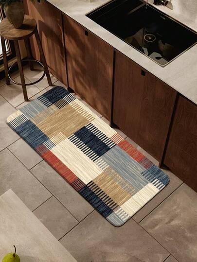 1 pieza Alfombra decorativa de felpa corta con patrón de grano de madera falso, antideslizante, plegable y de fácil cuidado, adecuada para sala de estar, entrada, baño, lavandería, dormitorio, decoración del hogar, regalo de fiesta, decoración de otoño