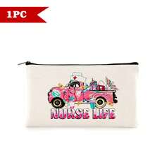 1/5/10pcs Nurse Theme Canvas Bag With Zipper Survival Kit Bag Medicine Bag Gift Bag Letter/Flower/Leopard/Heart/Rainbow Pattern Print Funny Makeup Pouch Portable Toiletry Bag For Nurse Travel Make Up Organizer Makeup Storage Cosmetic Bag Wash Bag Bathroom College Dorm Travel Stuff Multifunctional Cosmetic Organizer Cute Wallet Pouch Coin Purse - Beige - View 24