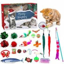 Calendario dell'Avvento per gatti, set regalo di Natale da 24 pezzi per animali domestici, calendario interattivo con conto alla rovescia per gattini, giochi interattivi per gli amanti dei gatti, numerosi regali a sorpresa, papillon, palline e giocattoli per gatti