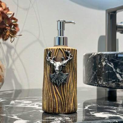 1pc Nordic Deer Liquid Soap Dispenser Bottle, High-Quality Bathroom Shampoo/Body Wash Refillable Pump Bottle