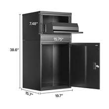 Package Delivery Boxes For Outside, 38.6 In Mailbox For Parcel With Lock, Galvanized Steel Package Drop Box With Anti-Theft Design, Weather-Resistant Package Mailbox For Home And Office, Black - Black - View 10