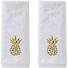 SKL Home - Dispensador en Forma de Piña Dorada, Cortina para baño, Marino/Dorado, 72"x72", 1(Juego de toallas de mano, blanco) - Tipo 4 - Ver 2