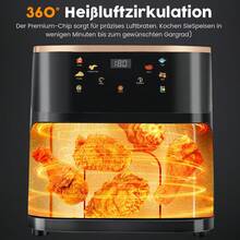OYAJIA 9L Hot Air Fryer 1800W Air Fryer With Viewing Window & LED Touchscreen, Oil-Free Frying Up To 210°C, 20 Automatic Programs, Timer, Keep Warm Function, Non-Stick Container, Baking, Grilling, Roasting - màu đen - Xem 4