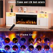 70 Inch Fireplace TV Stand With LED Light Entertainment Center And Storage Cabinet For TVs Up To 80 Inches - WHITE-70IN - View 4