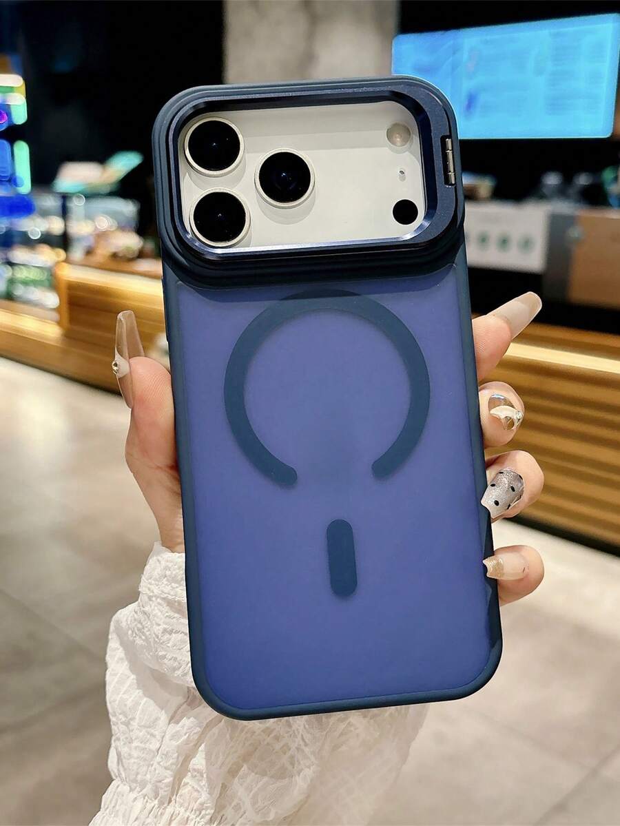 Luxury Semi-Transparent Frosted Acrylic Magnetic Stand Phone Case, Compatible With IPhone 17 Pro Max, Air, 16, 15, 14, 13, 12, 11 Pro Max Plus, Supports Magnetic Wireless Charging, 16 Pro Phone Case, Comfortable Touch, Metal Lens Stand, Shock-Proof Protective Cover