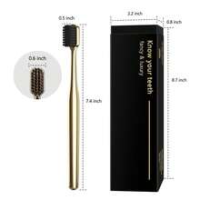 Gold Color Toothbrush - Soft Charcoal Bristles, Luxury Gold Plated, Travel Toothbrush For Adults{Inchcolor_nameinch:InchGoldBlackinch} - 金黑 - 查看 8