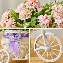 Encantadora cesta de flores tejida con forma de bicicleta, cesta de flores decorativa, cesta de artesanía - perfecta para decoración de cesta de flores de boda, sala de estar, mesa de comedor y decoración de escritorio, regalo/decoración navideña - Multicolor - Ver 3