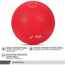Pelota de golpeo con peso de Day 1 Fitness €- 9 opciones de peso y 3 colores - Pelota medicinal sin rebote - Accesorios de equipo de gimnasio para ejercicio de alta intensidad, entrenamiento de fuerza funcional, cardio, crossfit - Azul / Patchwork - Ver 7
