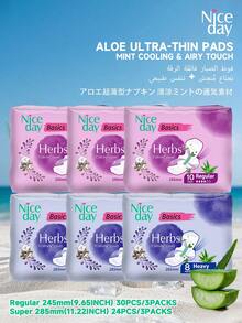 Niceday 54pcs (30pcs/9.6in + 24pcs/11.2in) Aloe Vera Sanitary Pads, Aloe Vera Liners, Daily Use, Ultra-Thin Menstrual Pads, Overnight, Ultra-Soft Period Care Pads, Breathable And Dry, No Itchiness Or Irritation, No Leakage Even During Heavy Flow
