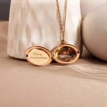 Custom Personalized Photo Locket Necklace, Engraved Memorial Jewelry , Vintage Round Locket For Sister Friend, Christmas Anniversary Gift