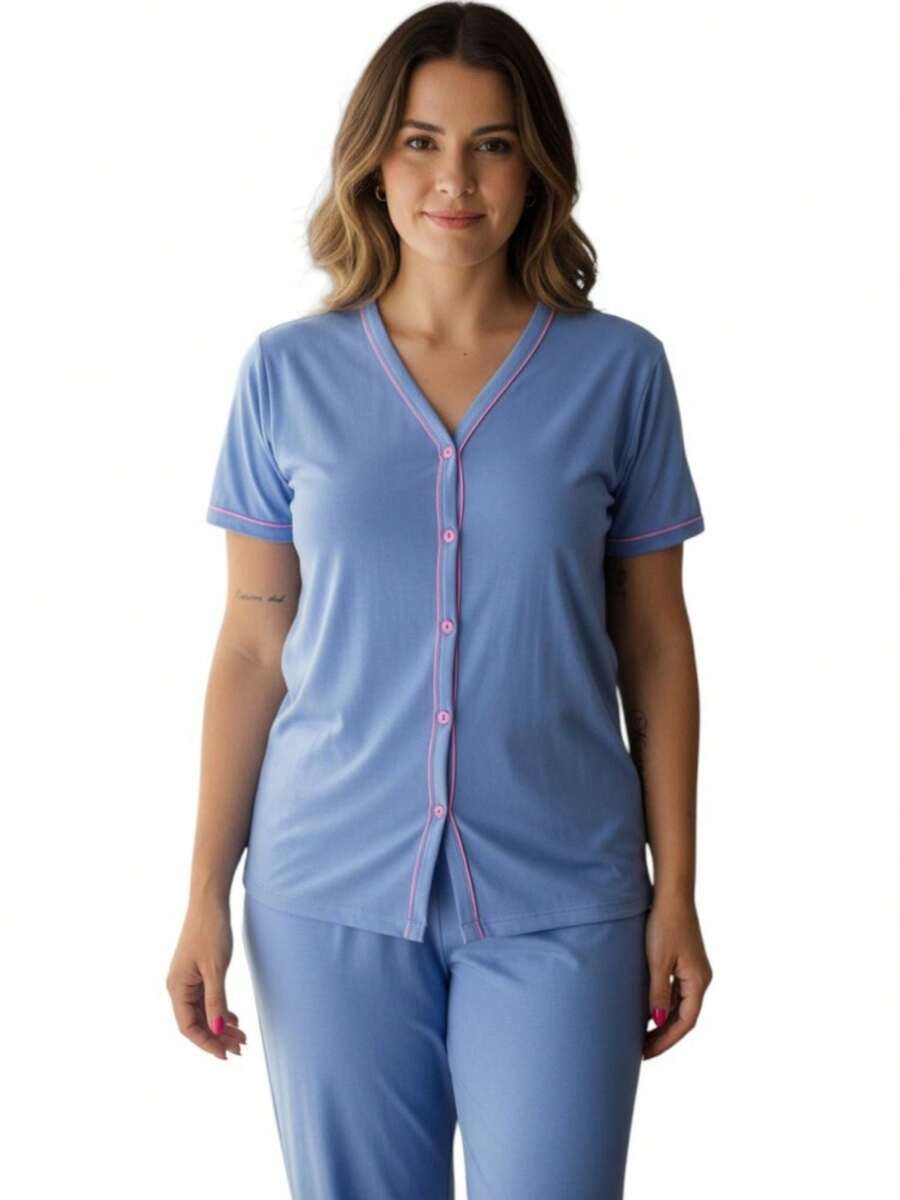 Women Pajama Sets - 藍色 - 查看 1