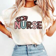 Womens Summer Tops School Nurse Shirt, School Nurse Gift For School Nurse, School Nurse TShirt, Back To School Nurse Tee, Cute Retro School Nurse T-Shirts Oversized Graphic Tees For Women,Casual Round Neck Short Sleeve T-Shirt Fashionable Dressing - Trắng 011 - Xem 1