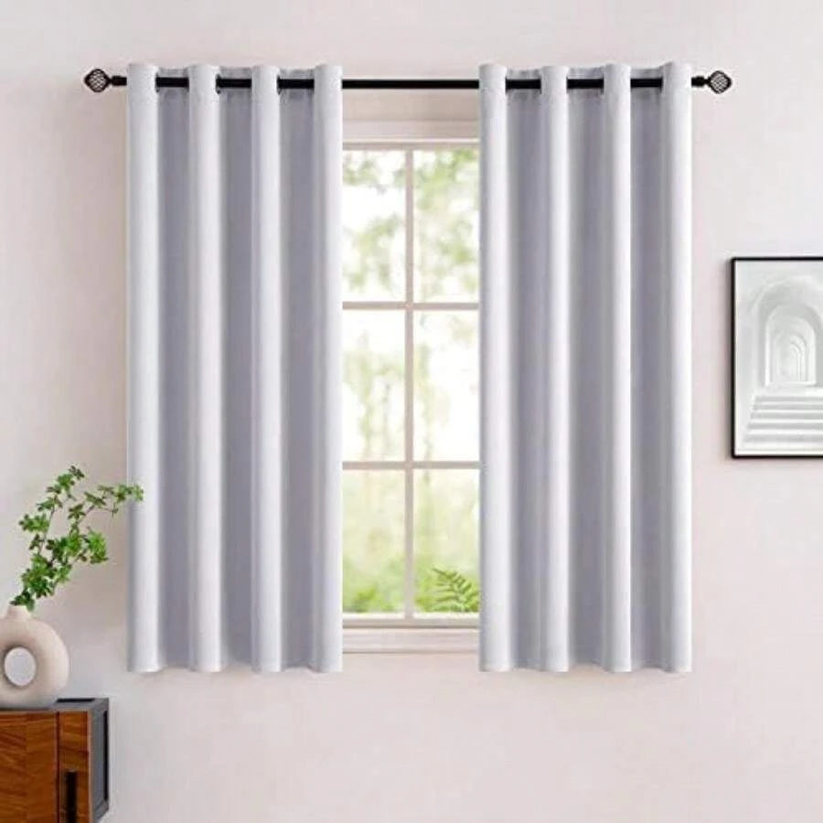 Cortinas opacas MIULEE de 244 cm para recámara, sala de estar, aisladas térmicamente, para oscurecer la habitación, juego de tratamiento de ventana sólido, con ojales en la parte superior, cortina de bloqueo de luz, juego de dos paneles de ventana, color beige(132.1An x 137.2Al cm (2 Paneles) Blanco grisáceo) - Tipo32 - Ver 1