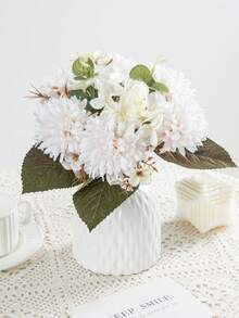 1/100 peças de flores artificiais de crisântemo, buquês de seda, plantas artificiais para vasos de casamento na primavera, decoração de casa, sala de jantar, quarto, Dia das Mães, Dia dos Namorados, festas de aniversário, acessórios para decoração de jardim externo. - Branco - Ver 3