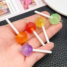 10Pcs Lollipop Star Jewelry Making Charms Resin Lollipop Pendant Charms Colorful Lollipop Charm Beads Candy Keychain Pendant Charms Large Pastel Candy Beads Necklace Jewelry DIY Making Craft - Multicolor - View 4