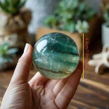 1pc AAAA+ Quality Polished Green Fluorite Ball | Crystal | Crystal Collection | Halloween Decor | Birthday Gift | Christmas Decor | Christmas Gift | Scene Decor | Gift For Her | Polished | For Jewelry Making | Bulk, Party Decor, Holiday Decor, Polished Gemstone, Decor, Natural Stone, Handmade Gem, Crystal Ball, Fluorite Ball, Gift Shopper, Holiday Buyer - Green - View 3