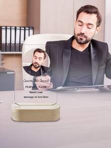 [2D Acrylic Award Plaque] - 8 Styles Available, Customizable Text, Name And Photo - With Wooden Base, Suitable For Employee Recognition, Retirement And Other Occasions - Customized Award For Employees, Colleagues And Friends - Multicolor - View 5