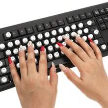 CZ 64 Pcs Raised Keyboard Stickers For Long Nails With Letters Soft Silicone Keyboard Bubbles For Women Nail Art Keyboards Cover White Universal Long Nail Typing Keycaps For Desktops 0085 - 白色 - 查看 1