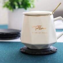 トッソウ コースター 天然石 スレート ハンドメイド コースター 耐熱 断熱 速乾 4個セット 滑り止め おしゃれなティーカップ用 ナチュラルコースター ブラック 丸型 - 円方 - チェックする 10