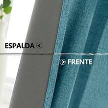NANWEI Lino Cortinas Blackout con Aislamiento Térmico, 100% Blackout y Ojal Superior Cortina para Recámara y Ventana de Sala, Capa Trasera de Revestimiento Gris, 2 Paneles, 132 x 213.3 cm,(132An x 213.3Al cm (2 Paneles) verde azulado) - Tipo 9 - Ver 4