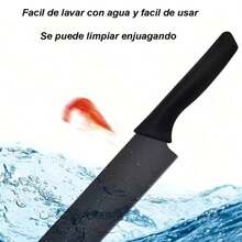 Juego De Cuchillos De Cocina Pelador + Tijeras Set 6 Piezas Negro - Negro - Ver 6