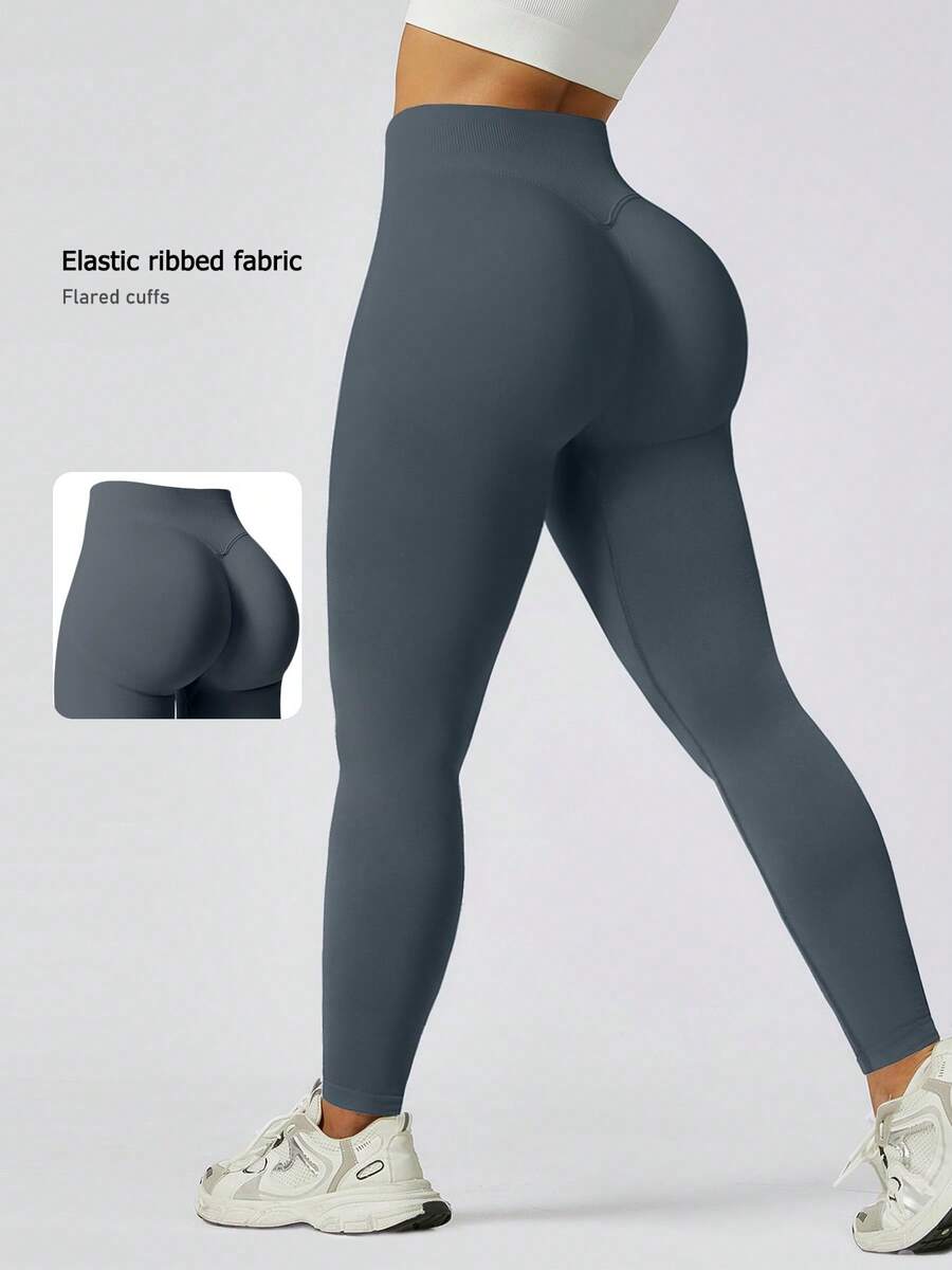 NcmRyu Women Seamless High Waisted WorkoutLeggings Tight Fit High Elasticity Non See Through FabricSolid Color All Season Gym Running Yoga Pants MachineWashable Workout Accessories - Màu xám đen - Xem 1