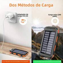Cargador solar de 20 000 mAh, portátil, con panel solar, QC3.0, puerto USB dual, ideal para todo tipo de celulares y dispositivos electrónicos. Duradero, ideal para viajes y camping. Linterna LED. - color naranja - Ver 5