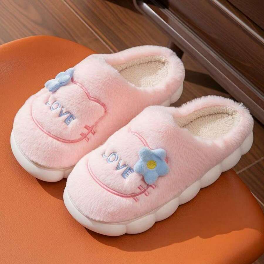 Dép bông hồng mềm mại, dép đi trong nhà bằng cotton ấm áp, giày dép mang đến không khí lễ hội ngọt ngào và ấm áp. - Xem 1