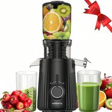 celiberry Exprimidor de prensado en frío, exprimidor masticador con tolva grande para frutas y verduras enteras, extractor de jugo silencioso y fácil de limpiar, diseño compacto, rendimiento de jugo del 98 %. - Negro - Ver 1