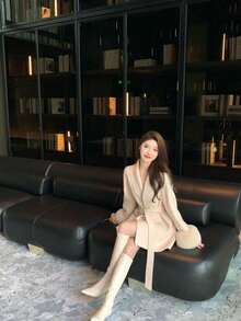 Women Overcoats - 杏色 - 查看 10