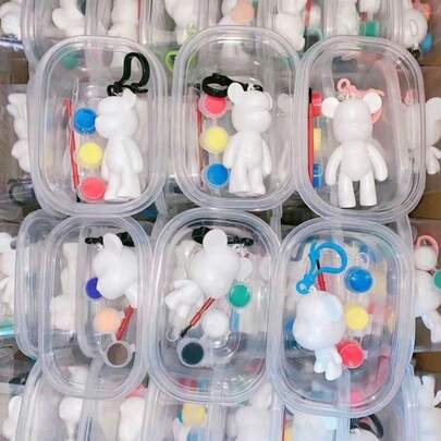 1 Set/5 Sets/10 Sets Fluid Bear Painting Kits, Hand-Painted DIY Graffiti Decorations, Home Decor, Thick Plastic Material, Creative Handmade Gifts, Suitable For: Home Decor, Photography Props, Theme Party Graffiti DIY Materials, Parent-Child Painting Keychain Sets, Christmas. Bear Keychains, Christmas, Inexpensive, Christmas Decorations