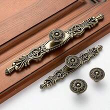 1pc European Zinc Alloy Carved Vintage Drawer Handle, Antique Bronze Knobs And Handles Classic Style Cabinet Pulls, High Quality Furniture Kitchen Dresser Bedroom Wardrobe Door Handles - Bronze - View 4