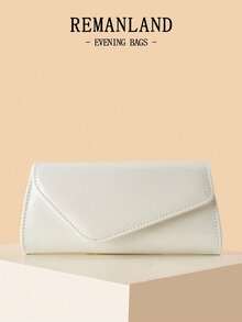 REMANLAND Fashionable Ladies Evening Bag, Shiny PU Clutch, New Wedding Prom Party Bag, Exquisite And Charming Envelope Bag, Suitable For Dinners, Gatherings, Dances, Parties, Graduation Ceremonies, The Best Gift For Ladies, Girls, Female College Students. - White - View 2