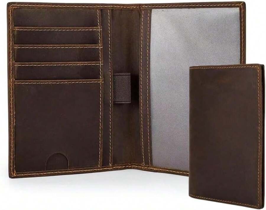 Hiram Cartera de cuero para pasaporte con RFID, porta pasaporte de viaje familiar monedero pasaporte funda para tarjetas protector de pasaporte con ranuras para tarjetas, recis y lígrafo - Oro rosa - Ver 1