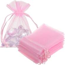 2025Organza Gifts Bags Sets Of 50 Drawstring 4x6 Inch Pink For Baby Shower,Girl Birthday,Party Favors,Wedding,Bridal Shower,Graduation,Halloween,Bulk Sheer Fabric Mesh Tie Sack For Jewelry,Candy - 粉色 - 查看 12