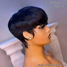 6-Inch 180% Density Layered Wefted Colored Short Straight Elf Wig With Bangs, Black 99J#, Wine Red 613#, Gold Basic Elf Short Wig, Suitable For Daily Wear And Halloween Costume - Multicolor - View 15