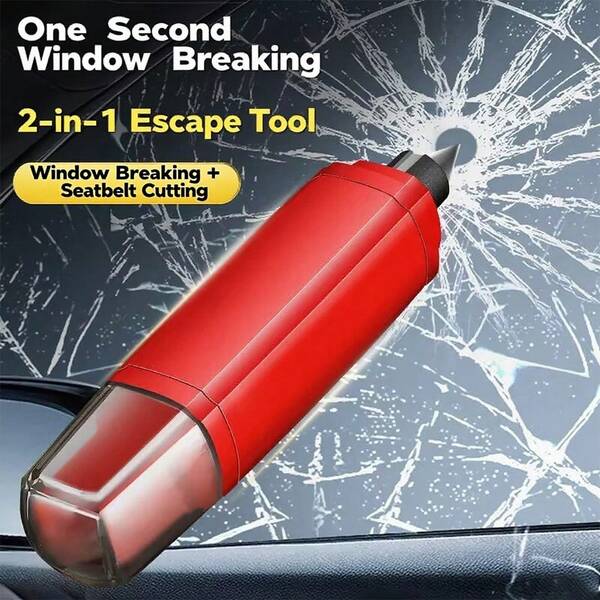 1pc Car Window Breaker, Glass Breaker, Window Breaker, Seatbelt Cutter, 2-In-1 Car Safety Hammer, Emergency Glass Hammer, Car, Office, Home Safety Emergency Car Escape Tool, Car Safety Hammer Emergency Escape Tool