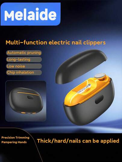  Melaide 2025 Upgraded 3-In-1 Electric Nail Clipper And Polisher - Automatic Nail Trimmer With LED Light, 2 Speed Settings, USB Charging, Nail Clipper Storage, Suitable For Infants And Elderly