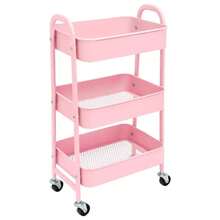 3-Tier Mobile Storage Cart, Steel Frame Structure, With Handle & 2 Brakes, Easy Assembly, Suitable For Bedroom, Laundry Room And Bathroom Storage - Multicolor - View 14