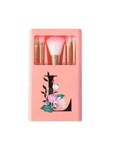 5件套粉色便携式化妆刷套装，带镜子，粉色花卉和黑色字母A-S，盒装化妆刷套装，多功能化妆刷带镜盒，迷你多功能化妆刷，粉底刷，眼影刷，初学者化妆工具晕染刷化妆收纳盒，包含化妆刷。 - 彩色 - 查看 22